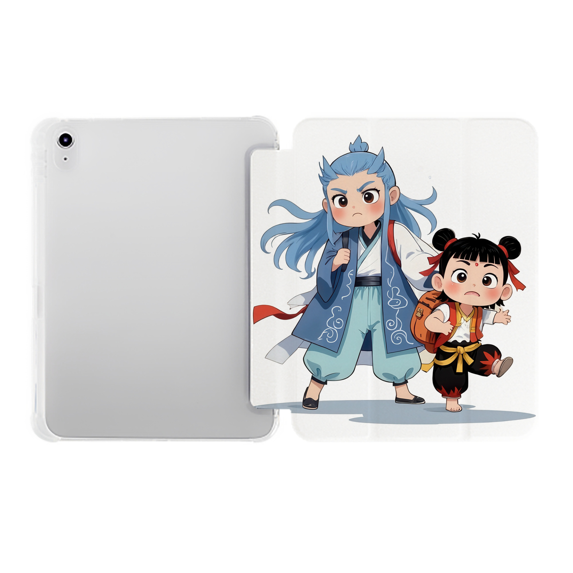（画像用） Ne Zha 2 ナタ 魔童の大暴れ IPad ケース ペン収納付き 三つ折りスタンド PUレザー×シリコン 対応機種9.5/10.5/10.9インチ